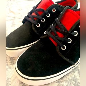 VANS- old school black/red suede shoes. Never worn men size 9 women’s size 10.5